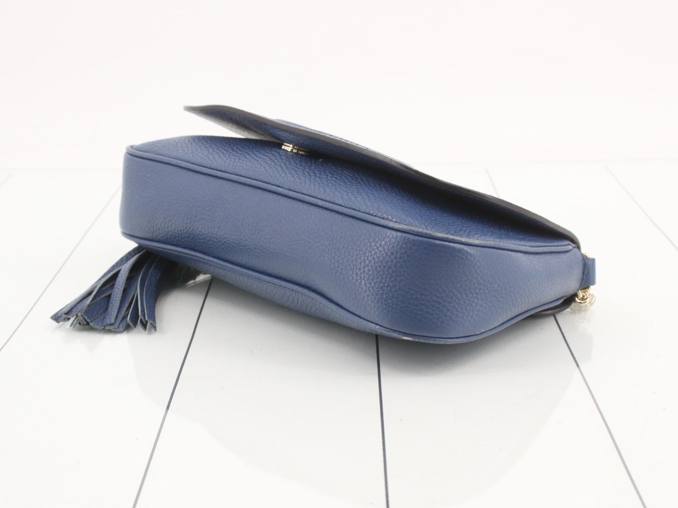 Gucci Soho Tassel Chain Crossbody Bag Blue 3229