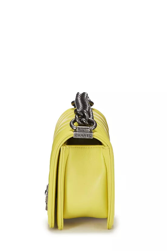 Chanel Boy Bag Neon Yellow Lambskin Leather 3083