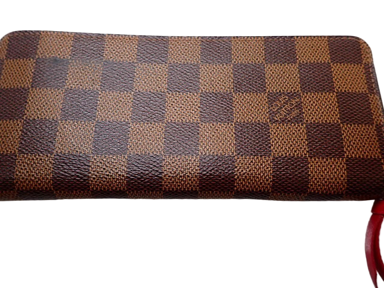 Louis Vuitton Clemence Wallet Damier Ebene Red 2959