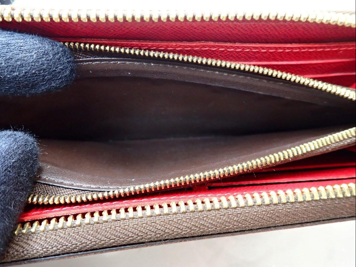 Louis Vuitton Clemence Wallet Damier Ebene Red 2959