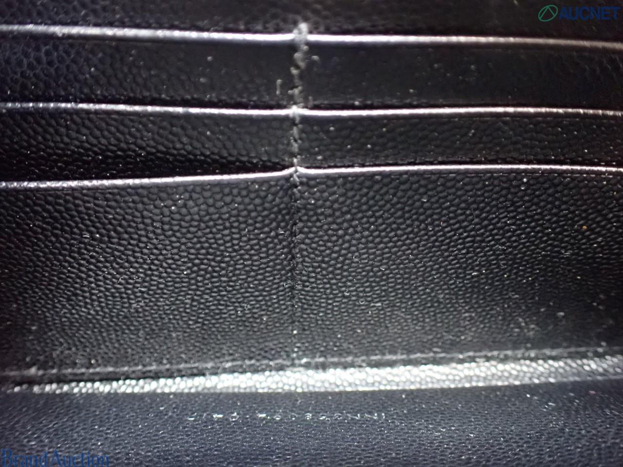 YSL Cassandra Zippy Wallet Black Chevron 2974