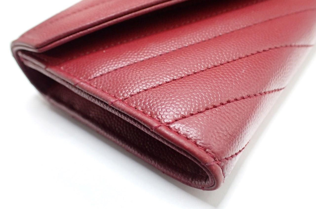 YSL Cassandra Wallet Burgundy Chevron 2992