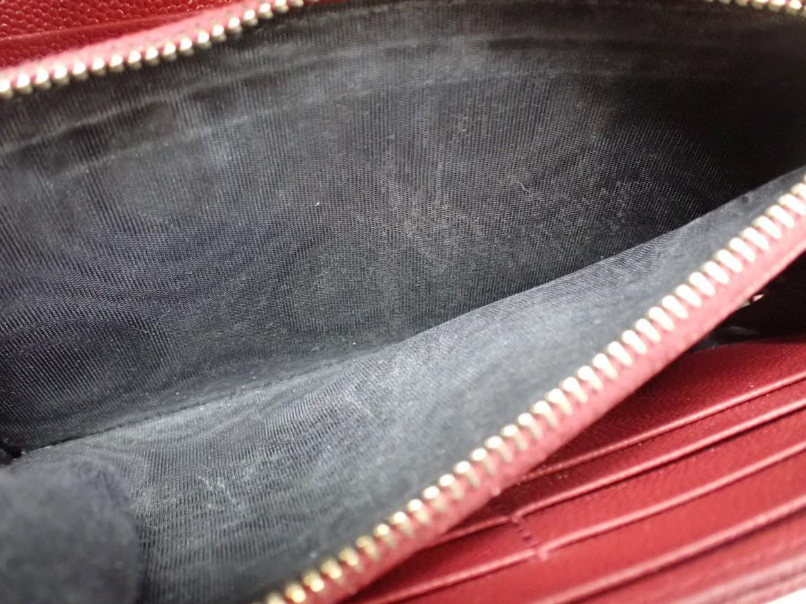 YSL Cassandra Wallet Burgundy Chevron 2992