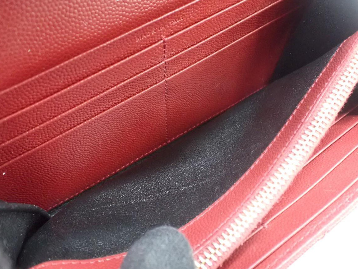 YSL Cassandra Wallet Burgundy Chevron 2992
