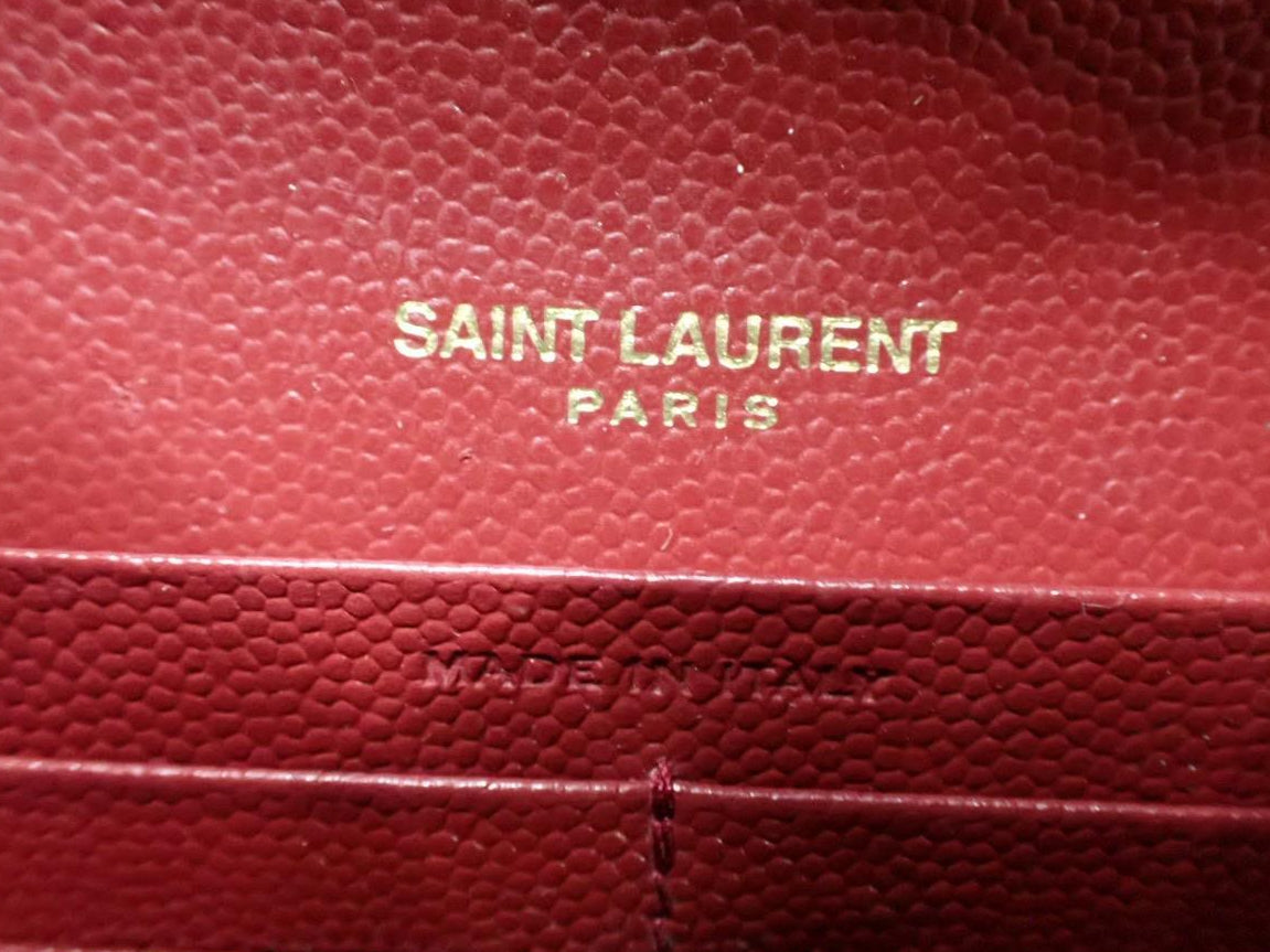 YSL Cassandra Wallet Burgundy Chevron 2992