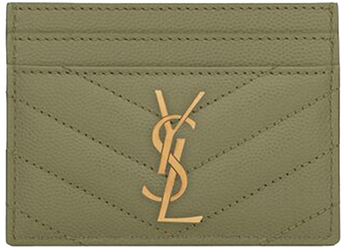 YSL Cassandre Cardholder Light Sage