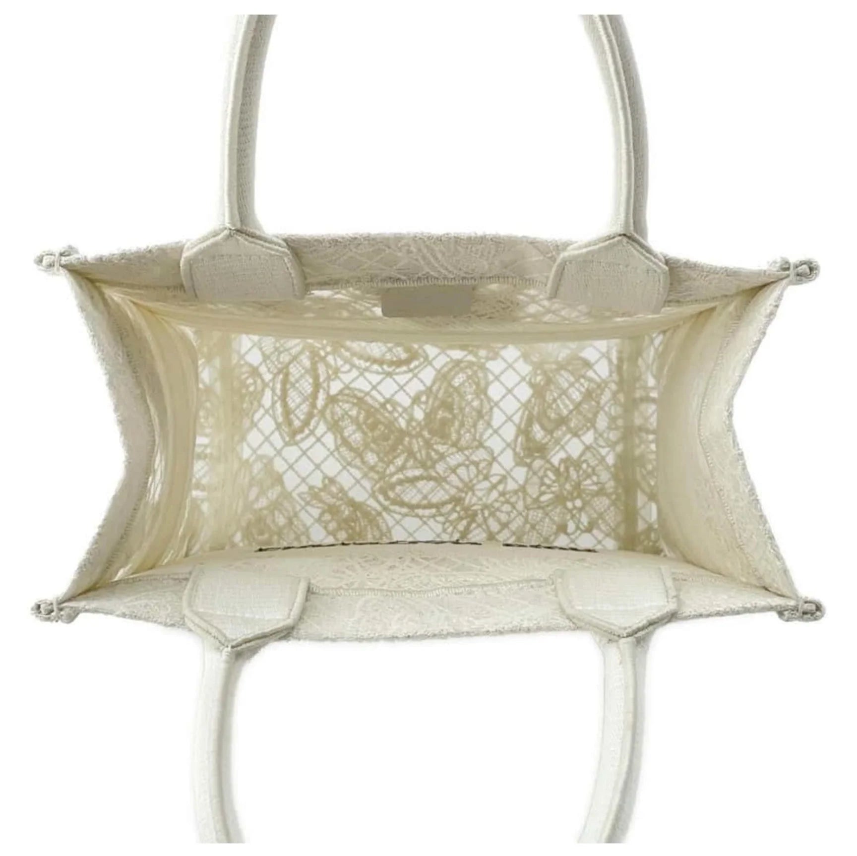 Dior Medium Book Tote 3D Macrame D-Lace Butterfly White