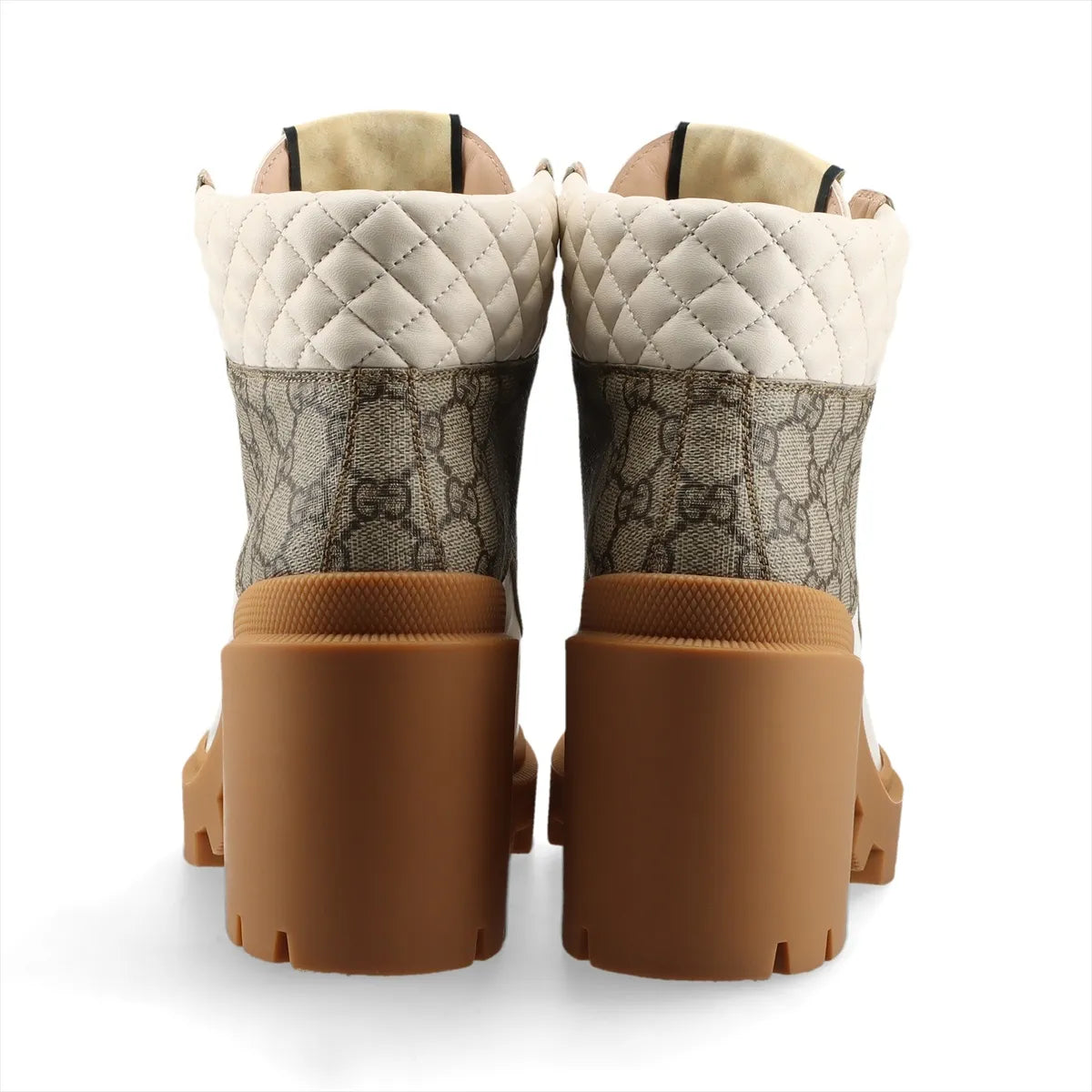 Gucci GG Supreme Boots Size 38.5 White Leather 3388