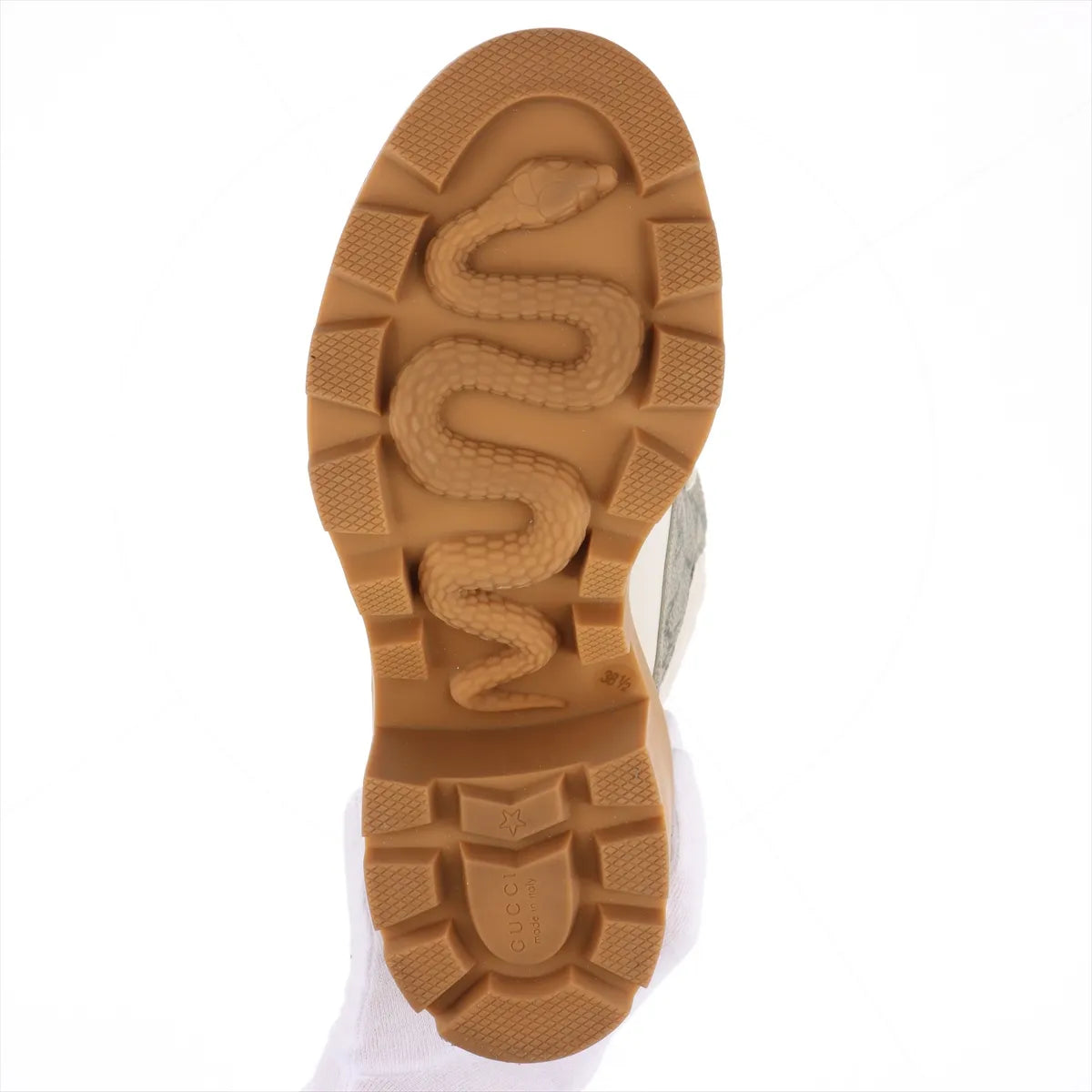 Gucci GG Supreme Boots Size 38.5 White Leather 3388