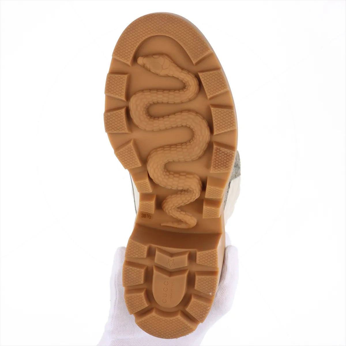 Gucci GG Supreme Boots Size 38.5 White Leather 3388