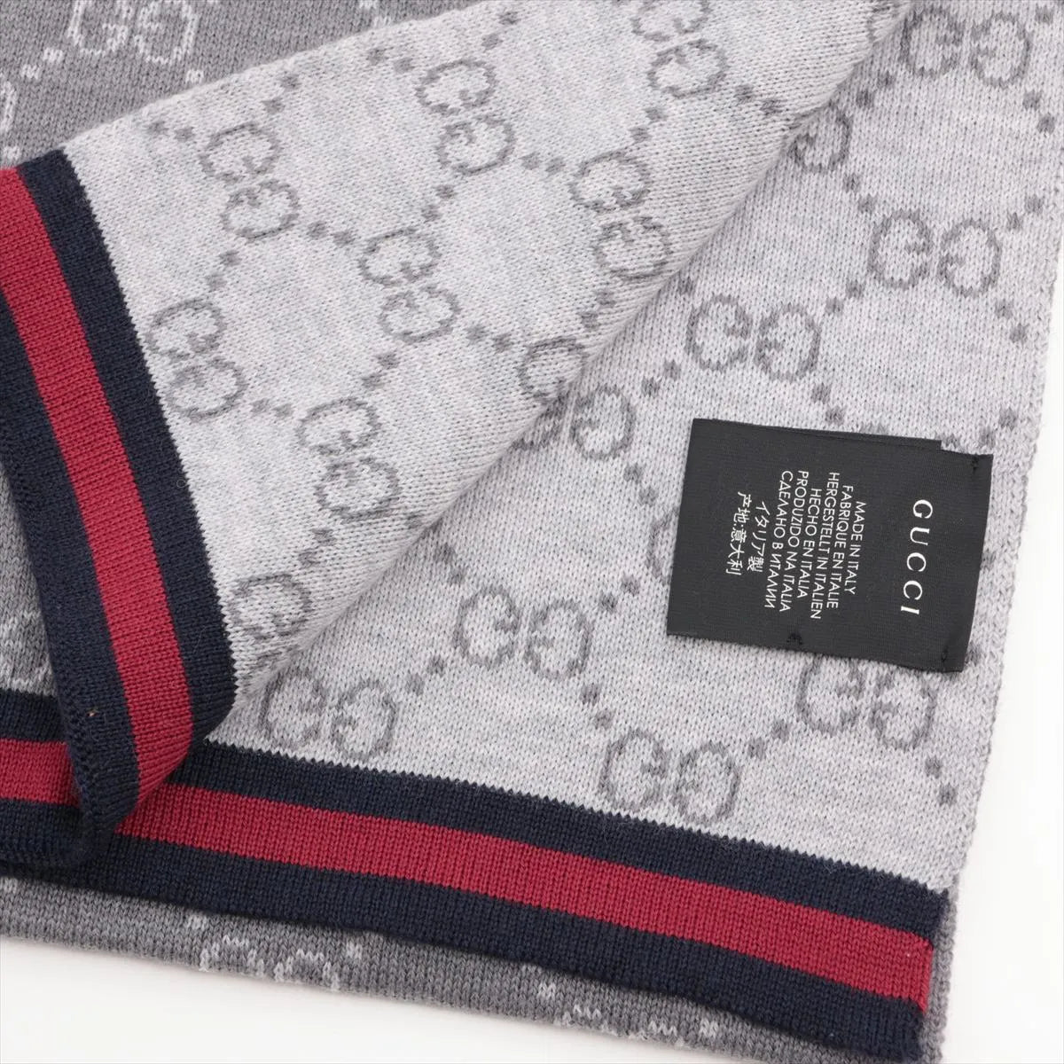 Gucci GG Scarf Wool Gray Blue Red Sherry Line (Full Set) 3383
