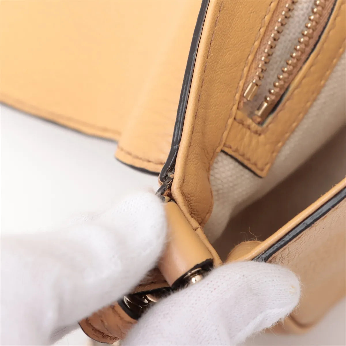 Gucci Soho Flap Tassel Chain Shoulder Bag Beige Leather 3460