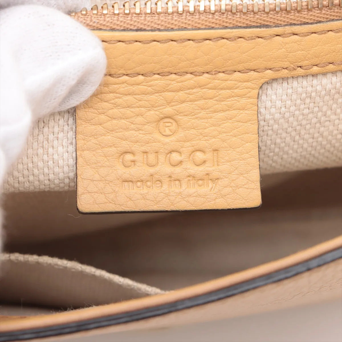 Gucci Soho Flap Tassel Chain Shoulder Bag Beige Leather 3460