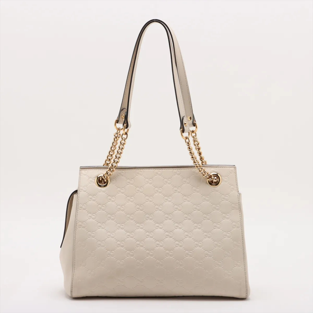 Gucci Signature Guccissima Leather Chain Tote Bag White 3453