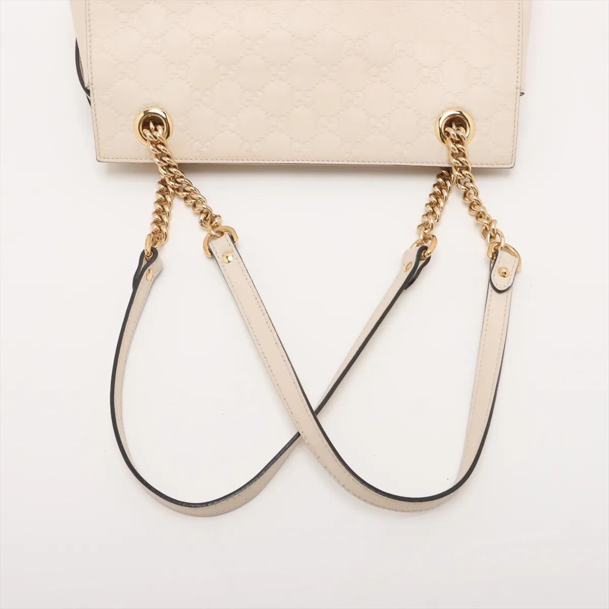 Gucci Signature Guccissima Leather Chain Tote Bag White 3453