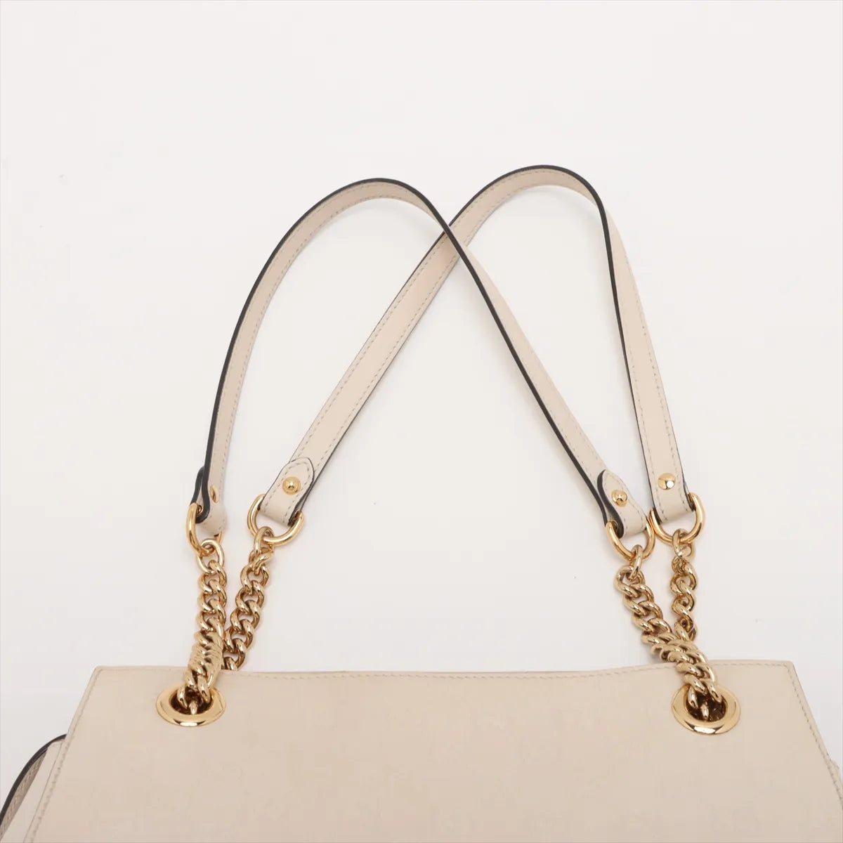 Gucci Signature Guccissima Leather Chain Tote Bag White 3453