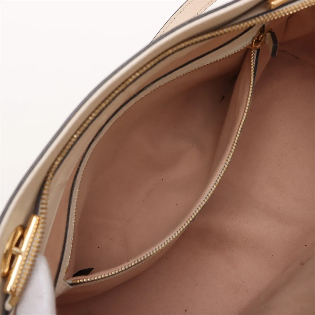 Gucci Signature Guccissima Leather Chain Tote Bag White 3453