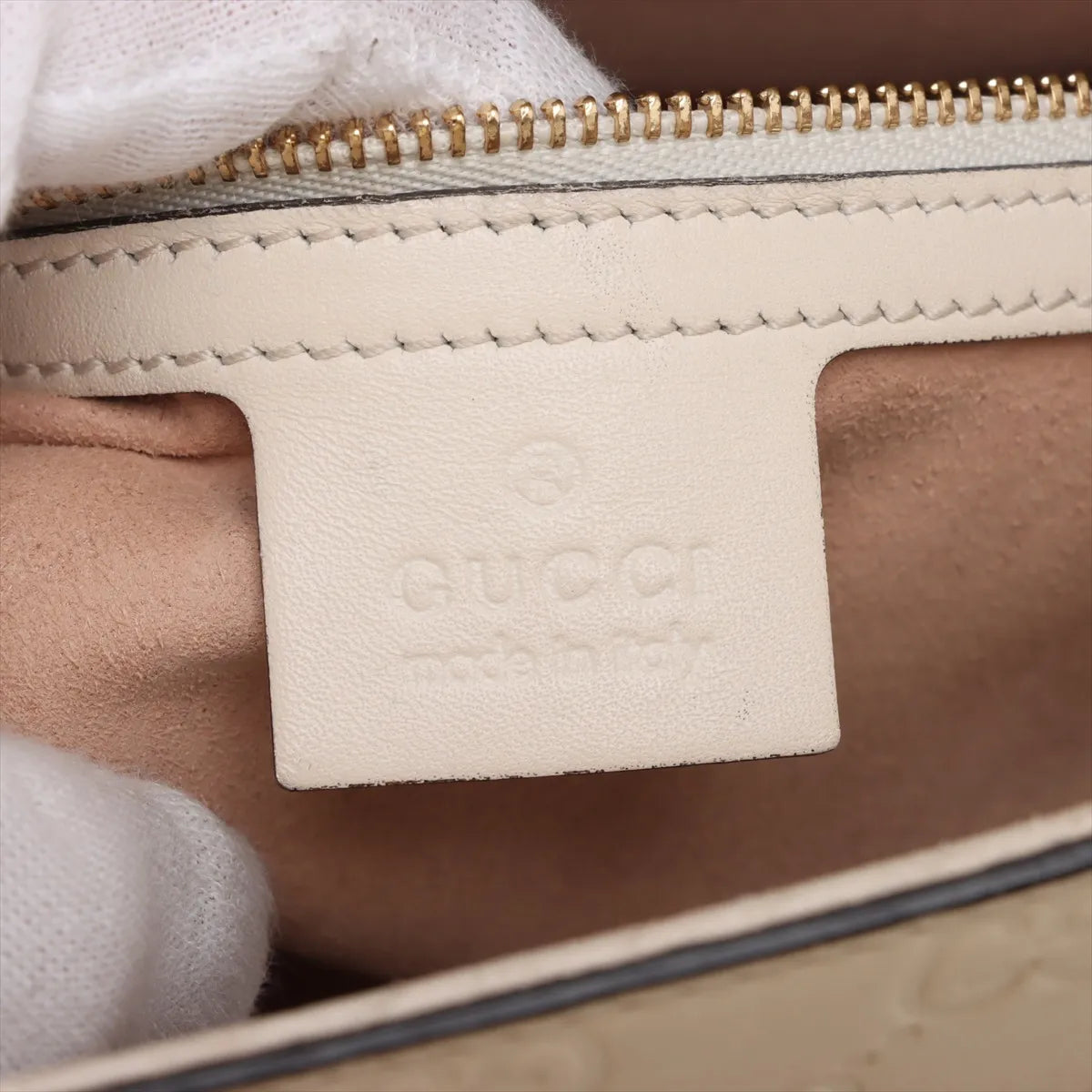 Gucci Signature Guccissima Leather Chain Tote Bag White 3453