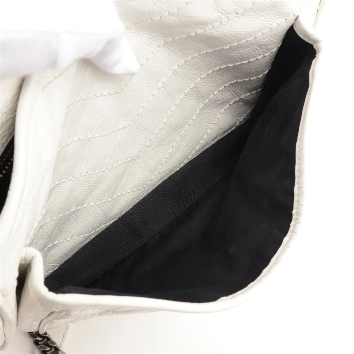 YSL Niki Medium Shoulder Bag White 3457