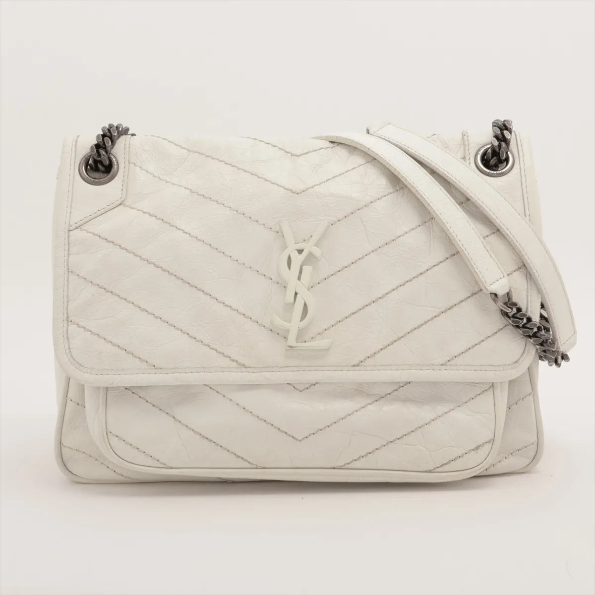 YSL Niki Medium Shoulder Bag White 3457