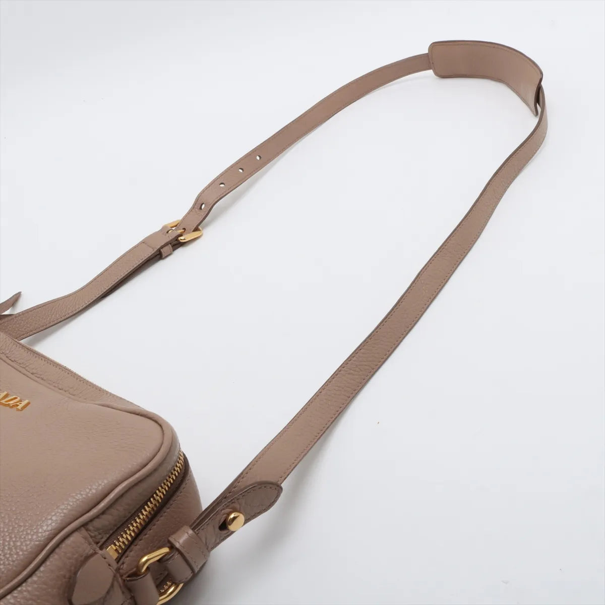 Prada Vitello Daino Double Zip Camera Crossbody Dark Beige Leather 3458