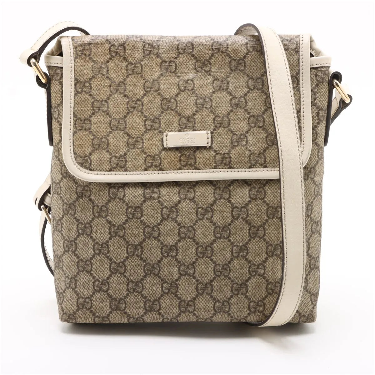 Gucci Front Pocket Shoulder Bag GG Supreme White 3464
