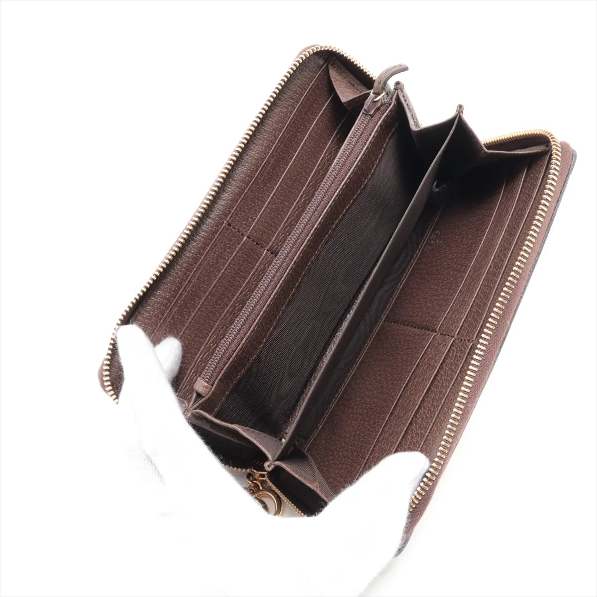 Gucci Ophidia Zippy Wallet GG Supreme Beige Brown 3490