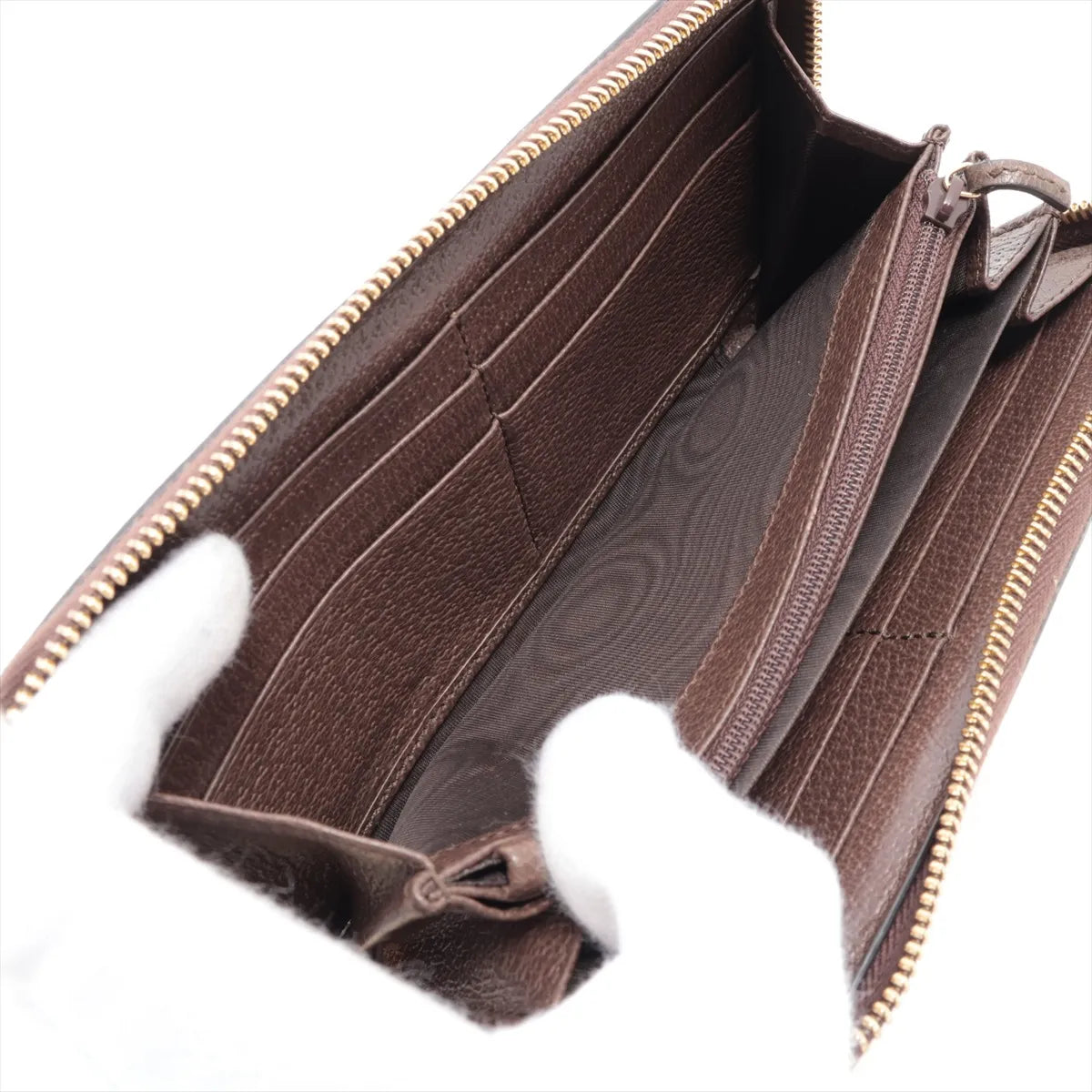 Gucci Ophidia Zippy Wallet GG Supreme Beige Brown 3490