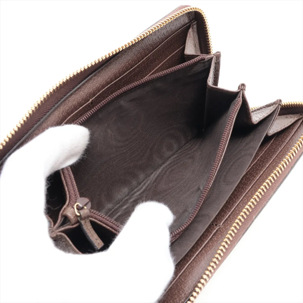 Gucci Ophidia Zippy Wallet GG Supreme Beige Brown 3490