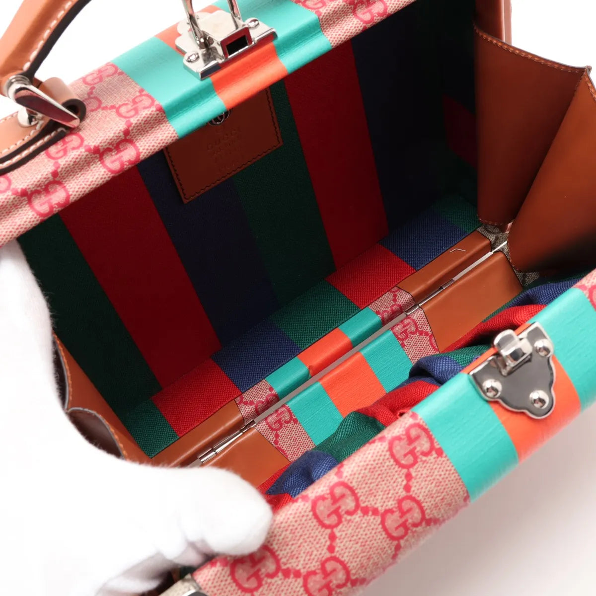 Gucci x Dans Le Vert Mini Retro Savoy Top Handle Beauty Case 2-Way Bag GG Supreme Multicolor 3478