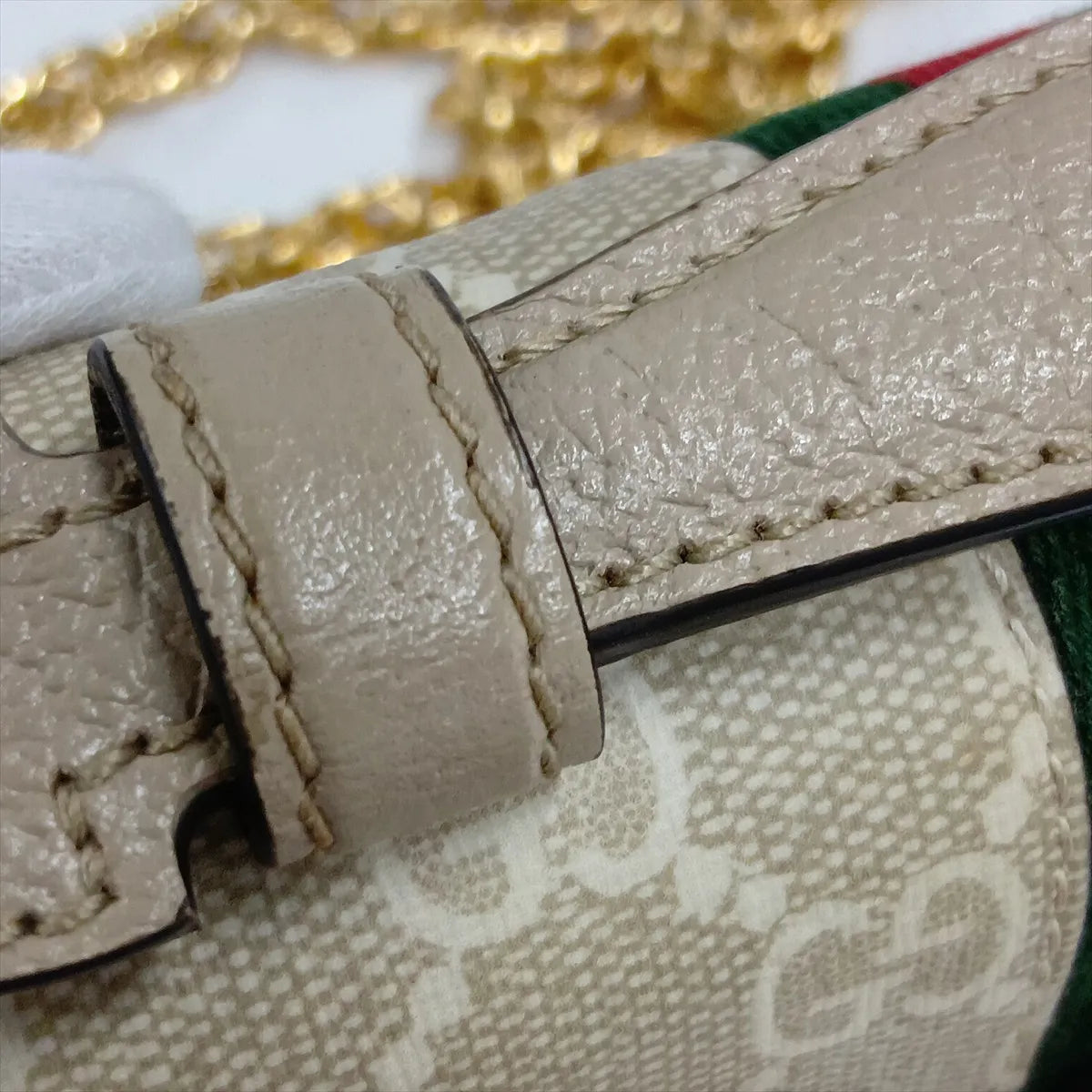 Gucci Ophidia Top Handle Padlock Chain Crossbody GG Supreme Beige 3485