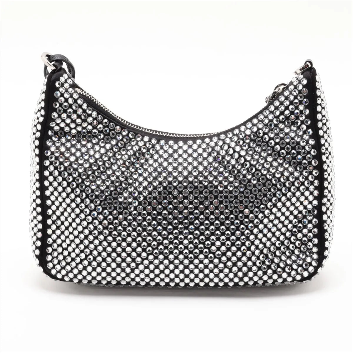 Prada Re-Edition 2005 Crossbody Satin Crystal Rhinestone Black 3486
