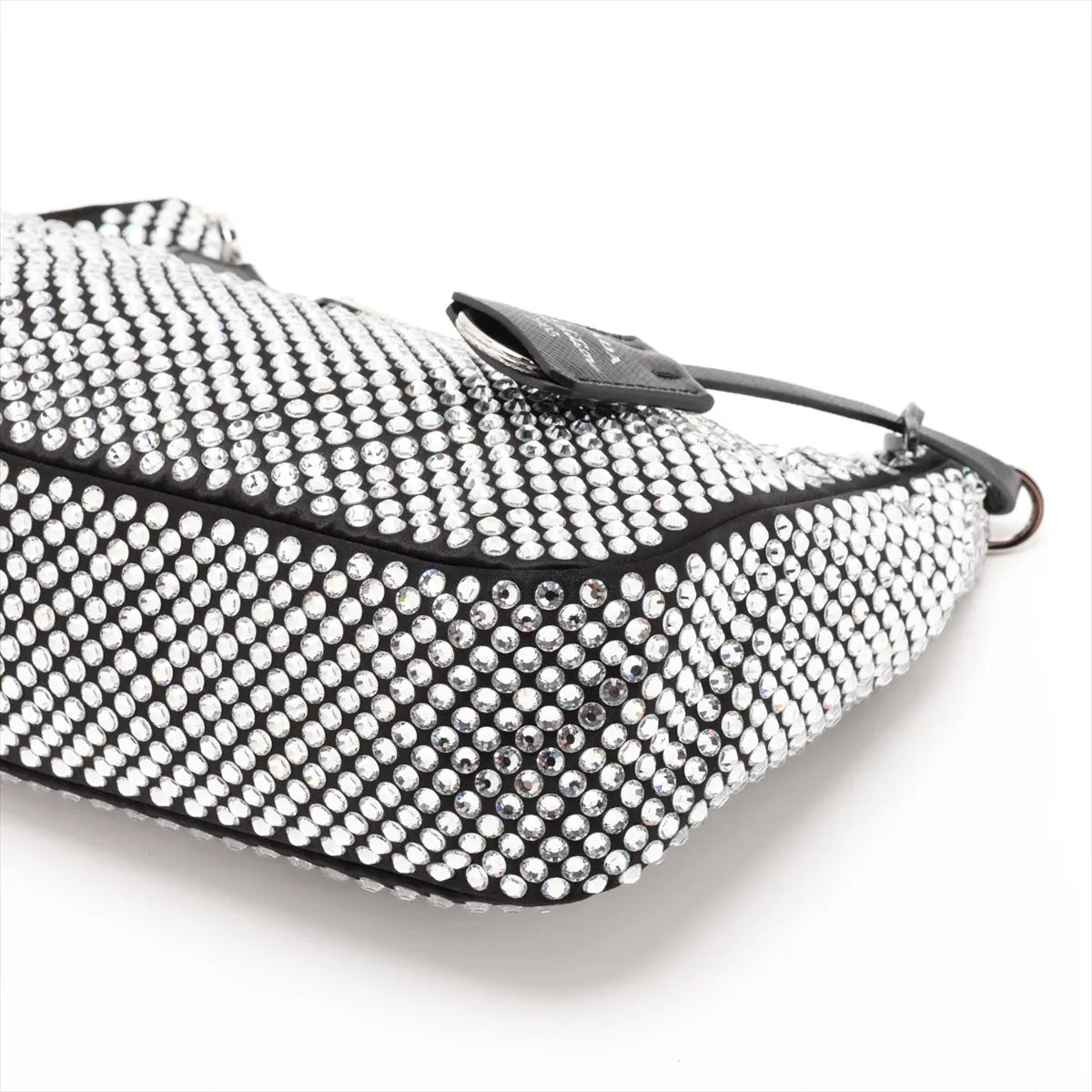 Prada Re-Edition 2005 Crossbody Satin Crystal Rhinestone Black 3486