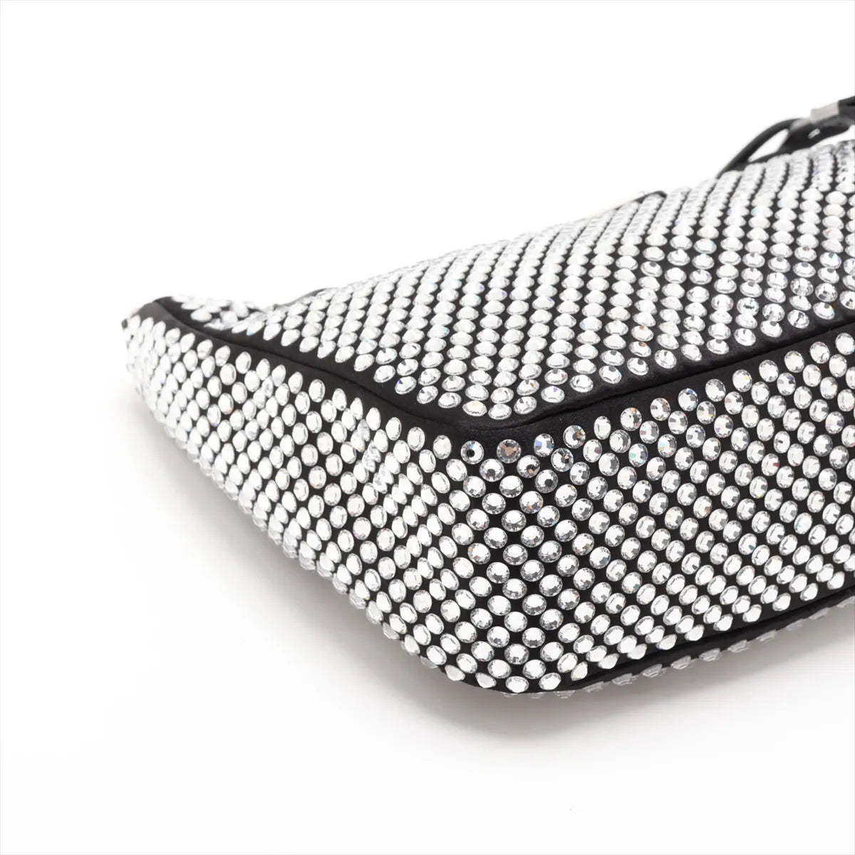 Prada Re-Edition 2005 Crossbody Satin Crystal Rhinestone Black 3486
