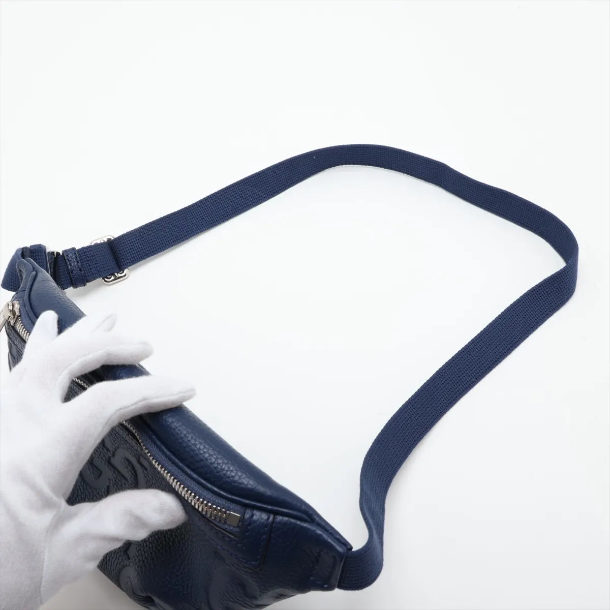 Gucci Jumbo GG Belt Bag Navy Blue Leather 3517