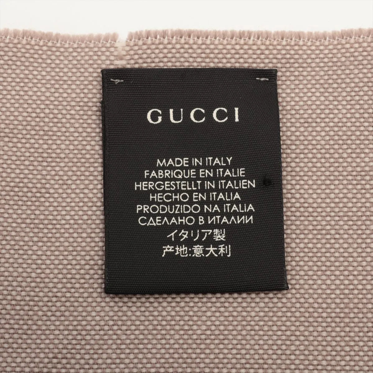 Gucci GG Stole Wool Fringe Scarf Beige 3249
