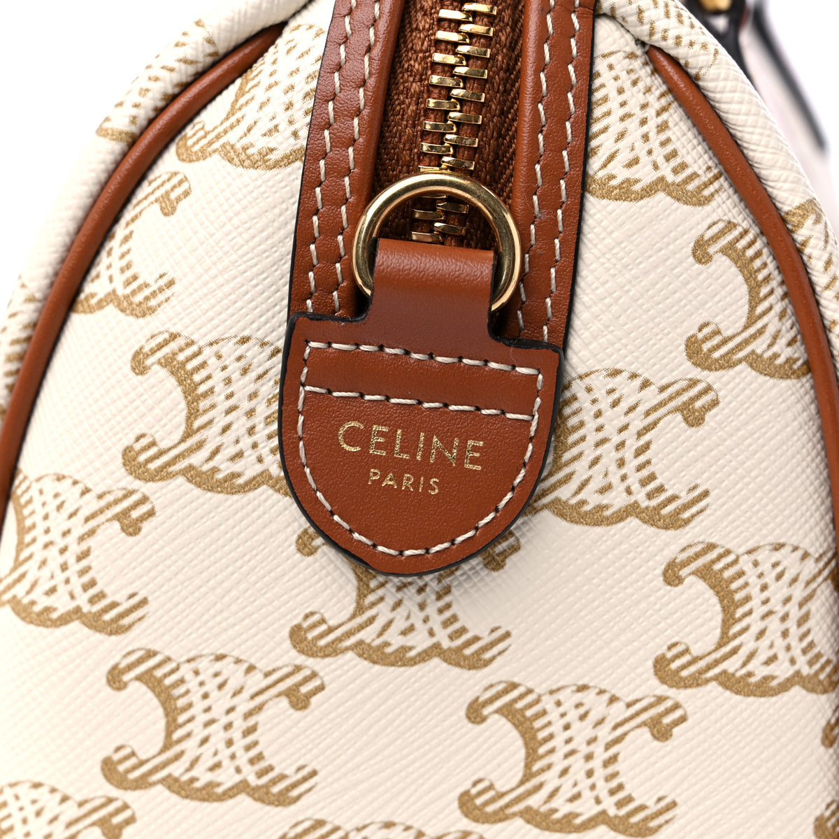 Celine Small Boston Bag White Triomphe