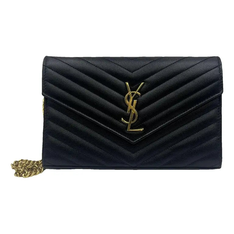 YSL Classic Cassandre Chain Wallet Black 2830