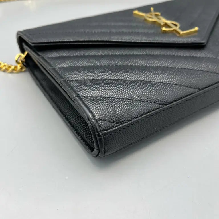 YSL Classic Cassandre Chain Wallet Black 2830