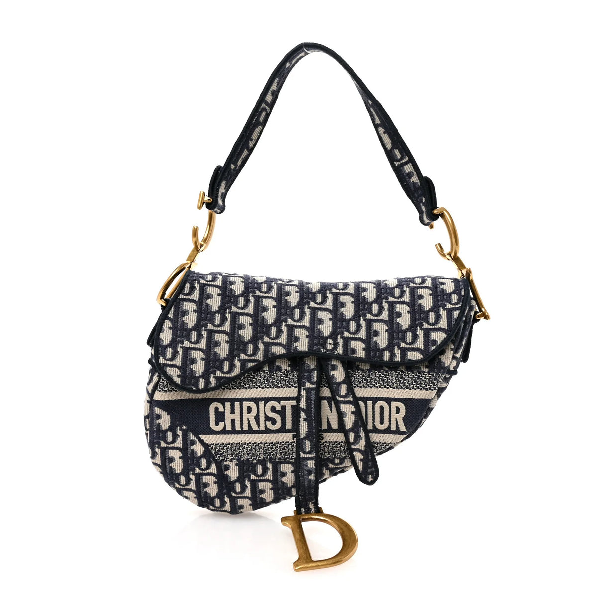 Dior Saddle Bag Navy Blue Oblique Embroidery