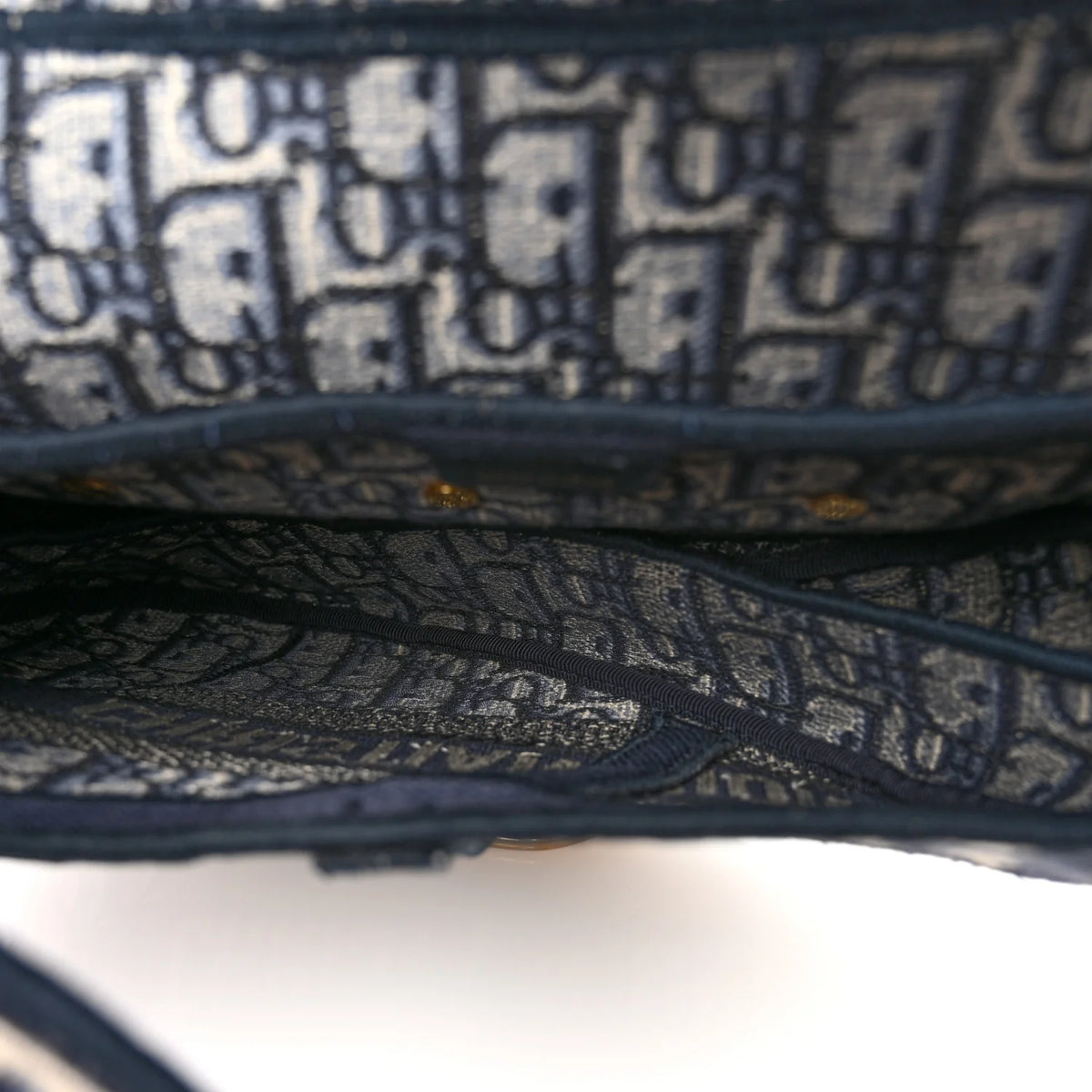Dior Saddle Bag Navy Blue Oblique Embroidery