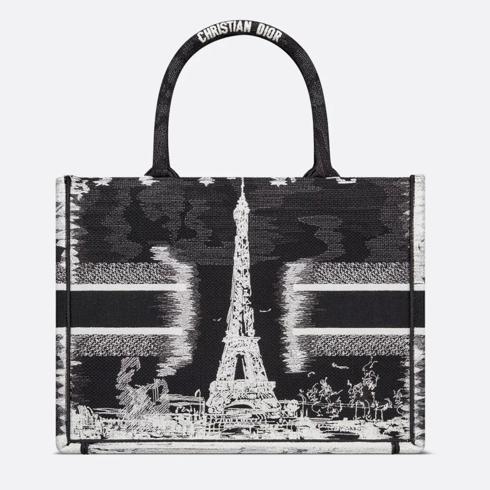 Dior Medium Book Tote Black Paris