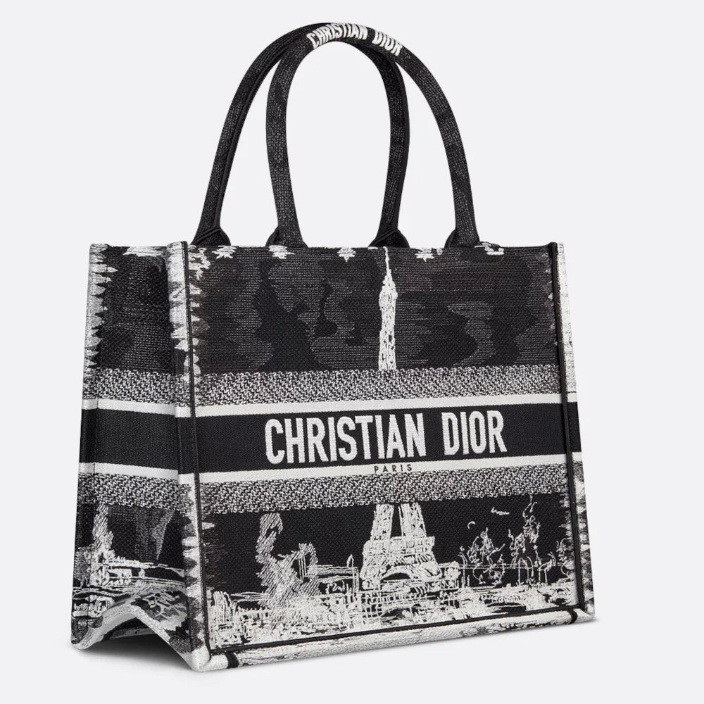 Dior Medium Book Tote Black Paris
