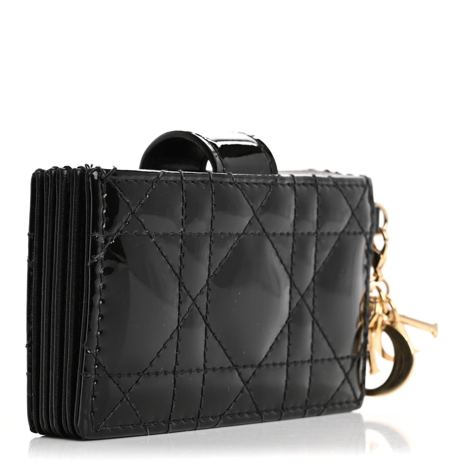 Dior Lady Dior Jasmine 5-Gusset Wallet Black Patent Cannage Leather