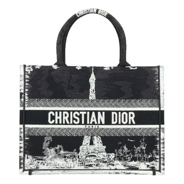 Dior Medium Book Tote Black Paris