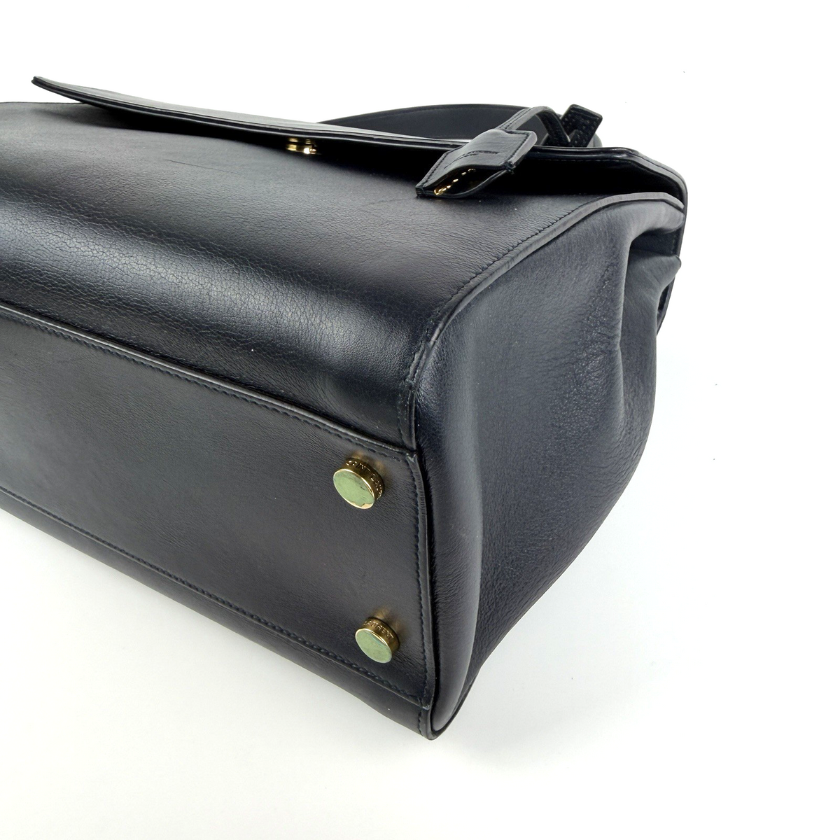 YSL Moujik Medium 2-Way Bag Navy Blue Leather 2335