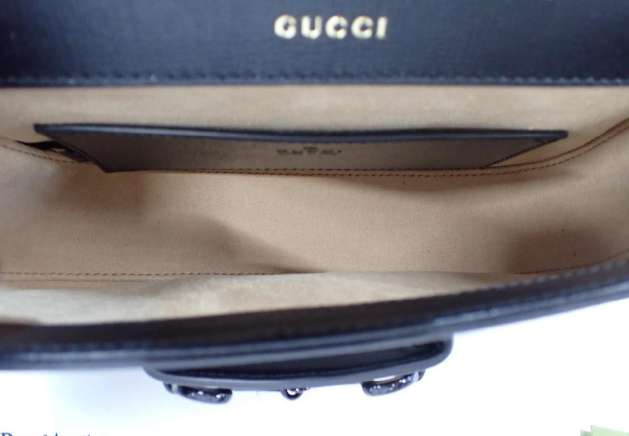 Gucci 1955 Horsebit Bag Black Azalea Calf Leather Sherry Line 3449