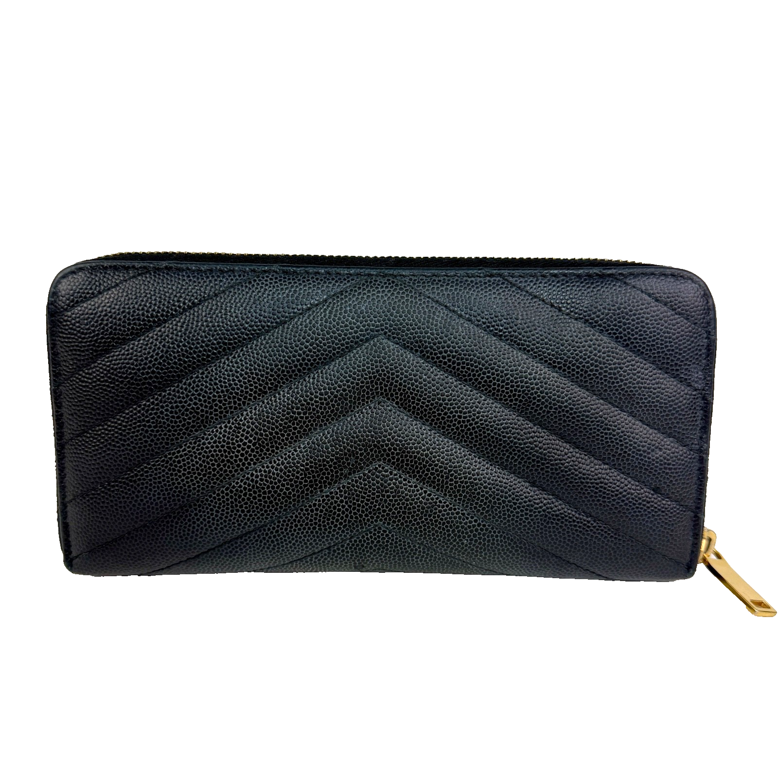 YSL Cassandre Zippy Wallet Black Chevron 2277