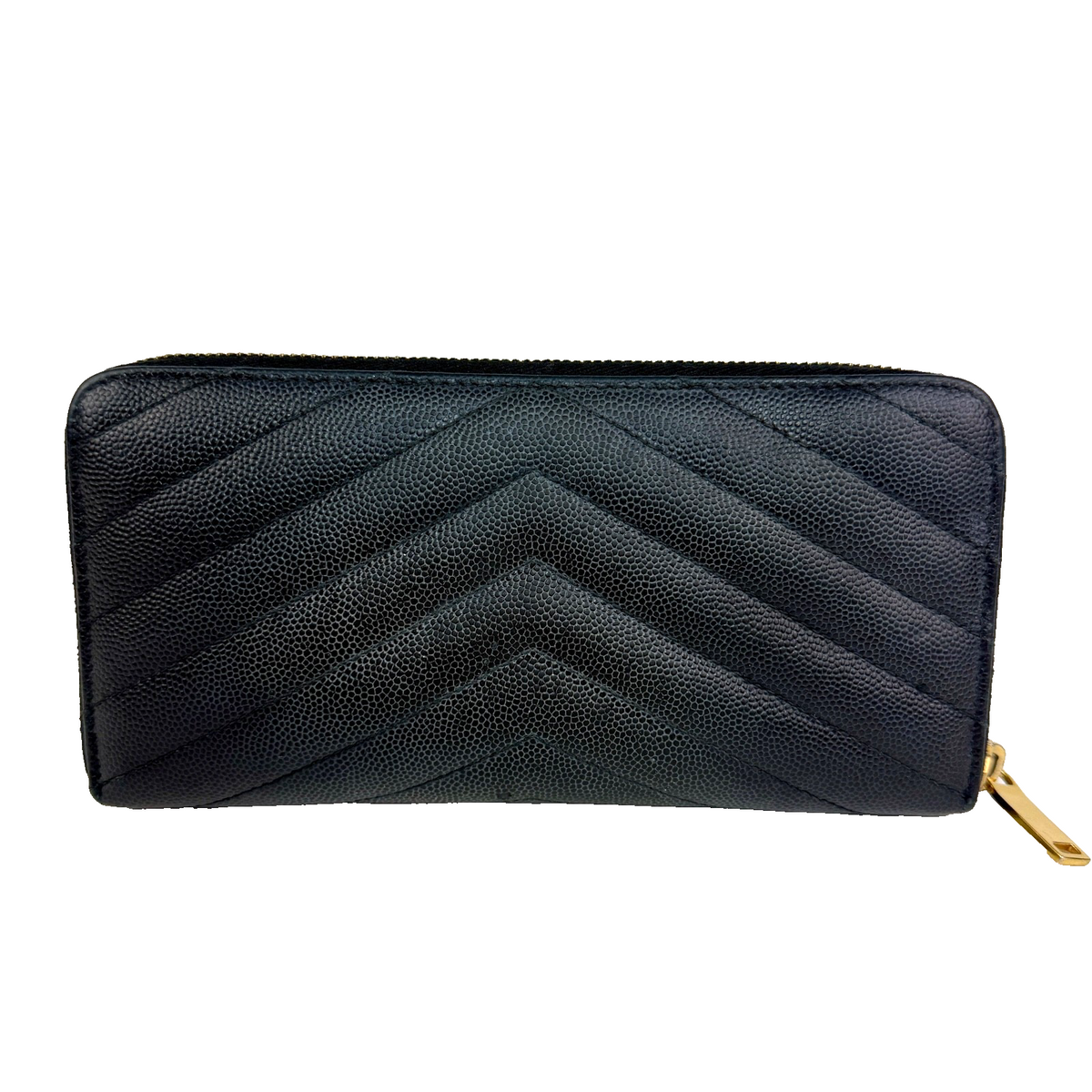 YSL Cassandre Zippy Wallet Black Chevron 2277