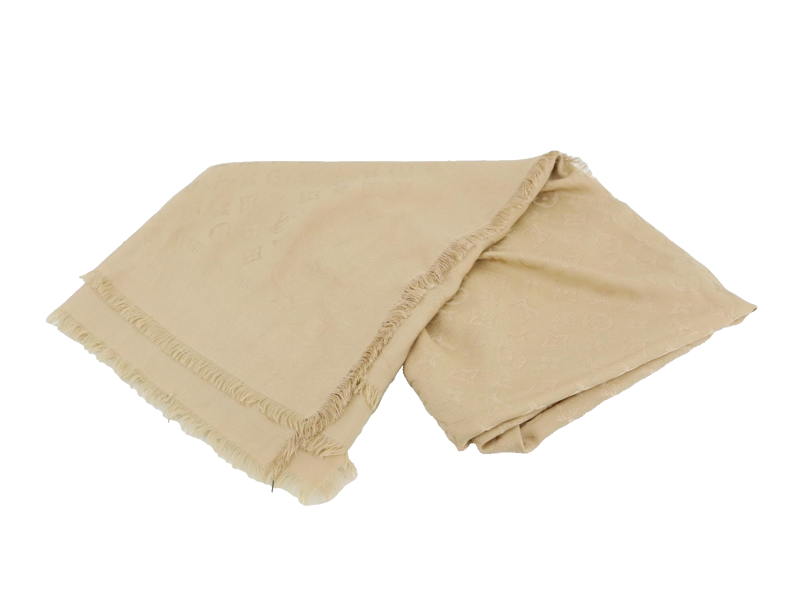 Louis Vuitton Fringe Shawl Monogram Beige 3445